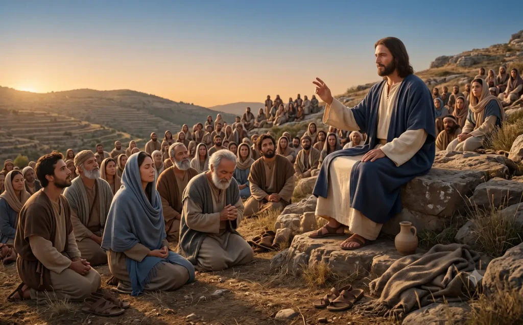 Sermon on the Mount by Carl Bloch (1877). Reading the Sermon on the Mount in Matthew as a set of instructions about inner states of consciousness opens an entirely new dimension of its spiritual depth.