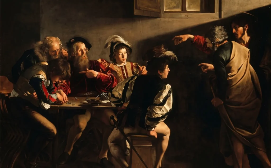 The Calling of Saint Matthew by Caravaggio (1599-1600)