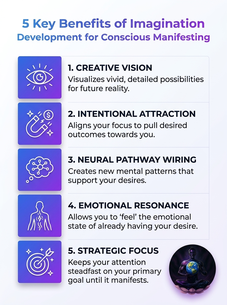 5 key benefits of imagination development; Best Human Imagination Development Courses for Conscious Manifesting.