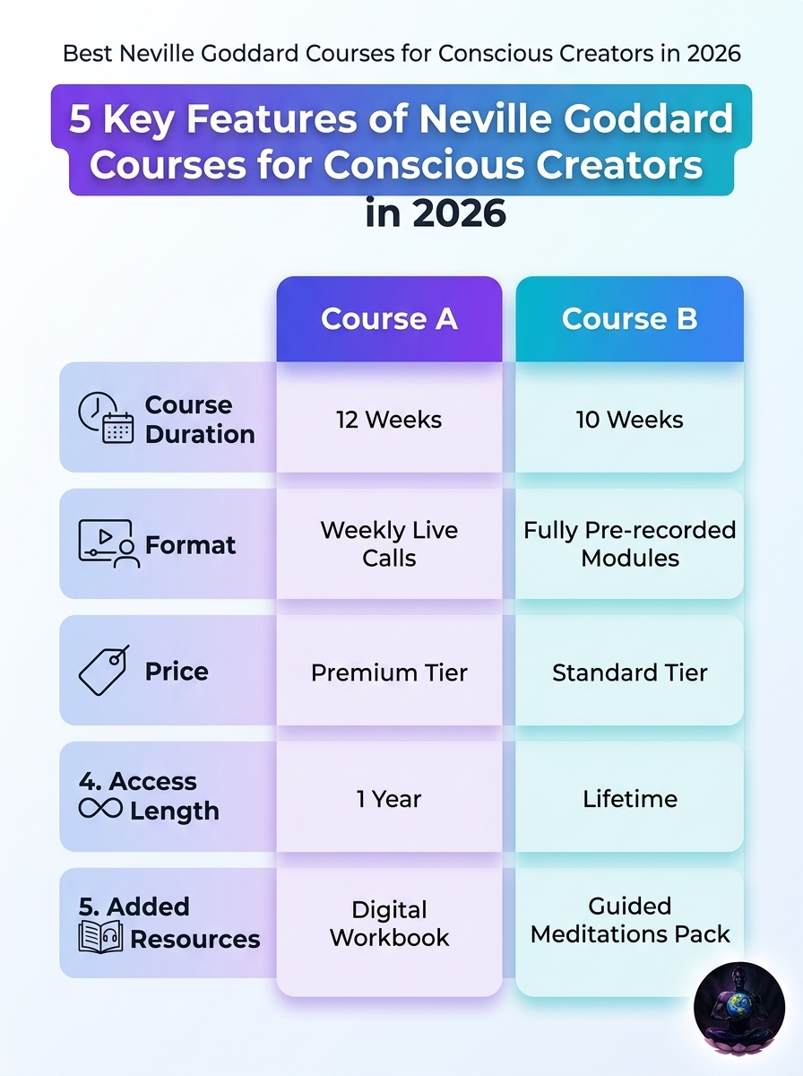 Infographic: Best Neville Goddard courses comparison guide for 2026.