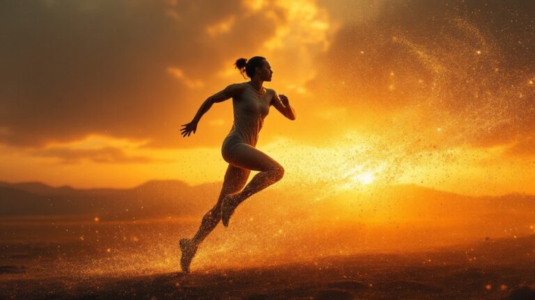 Athletic figure in motion symbolizing ageless performance and the GOAT self-concept