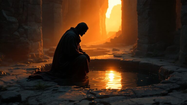 Figure at an ancient well reflecting on who you are in Christ