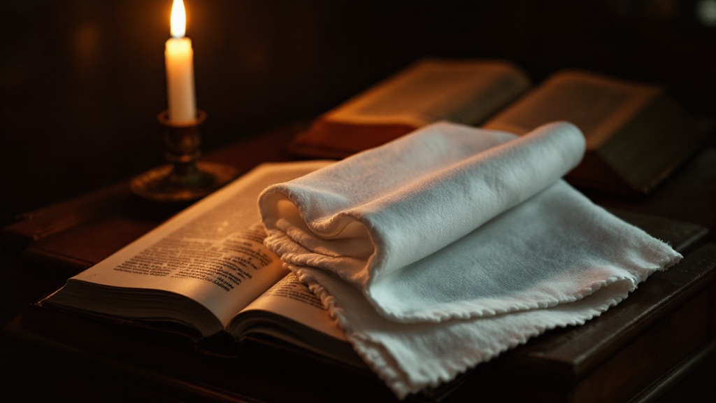 Prayer cloth resting on a wooden pulpit with candlelight, a devotional practice from Reverend Ike's ministry