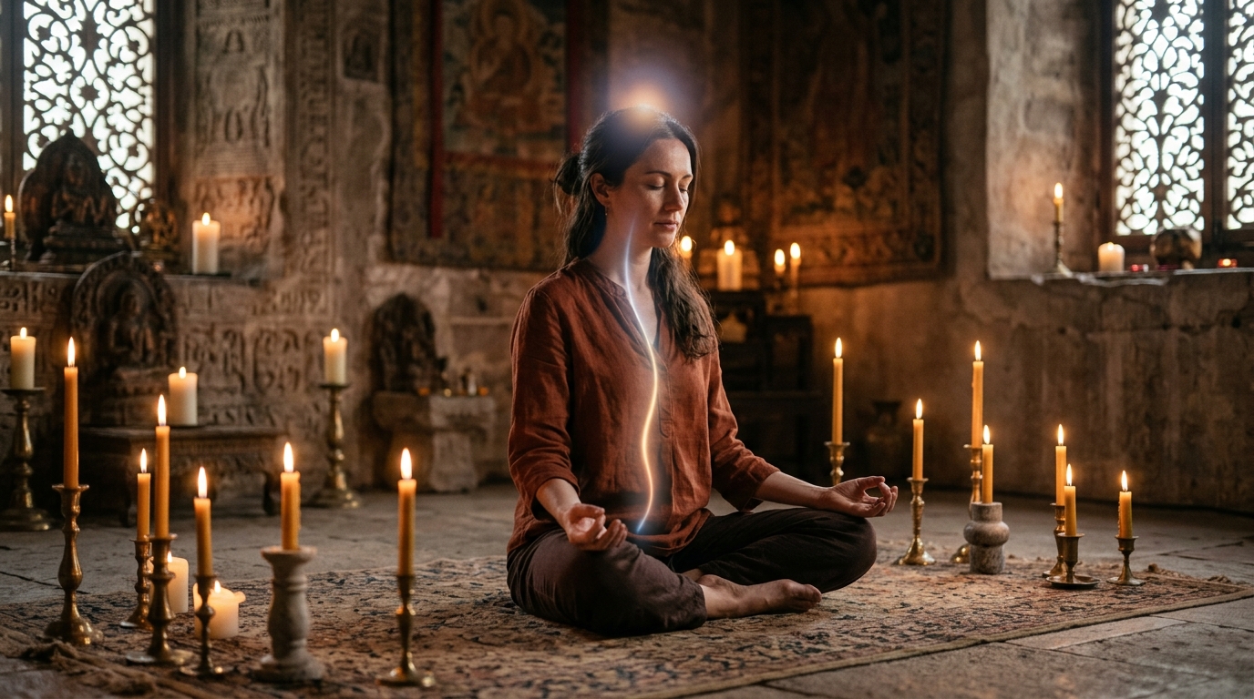 Ilustración del despertar de Kundalini y sus síntomas físicos
