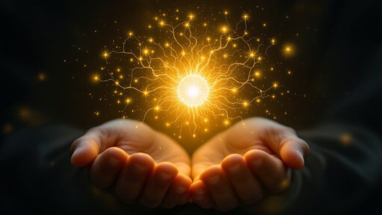 Glowing seed of light branching into golden pathways symbolizing business growth