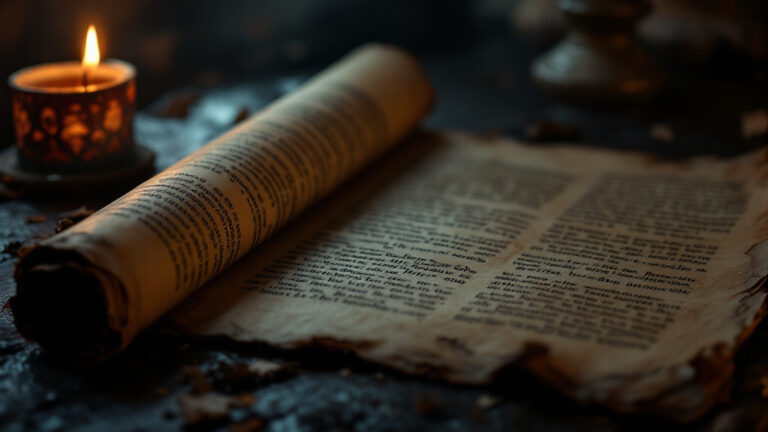 An old scroll beside candlelight, symbolizing the Gnostic Gospels