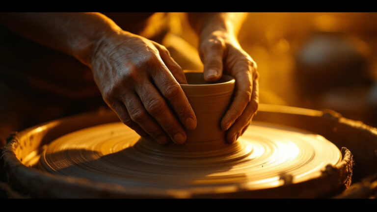 Hands shaping clay on a potter's wheel, symbolizing subconscious reprogramming