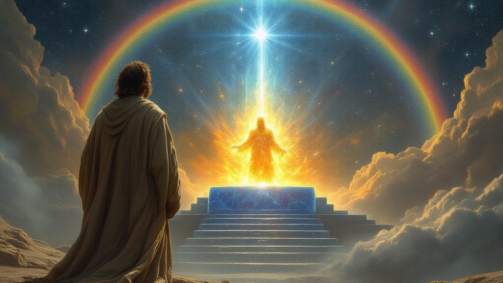 Ezekiel beholds the likeness of a man upon the sapphire throne