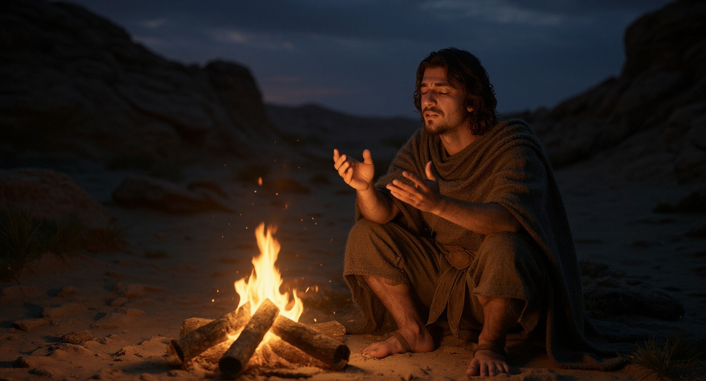 Ham, whose name means warm, sits by the fire in absorbed feeling