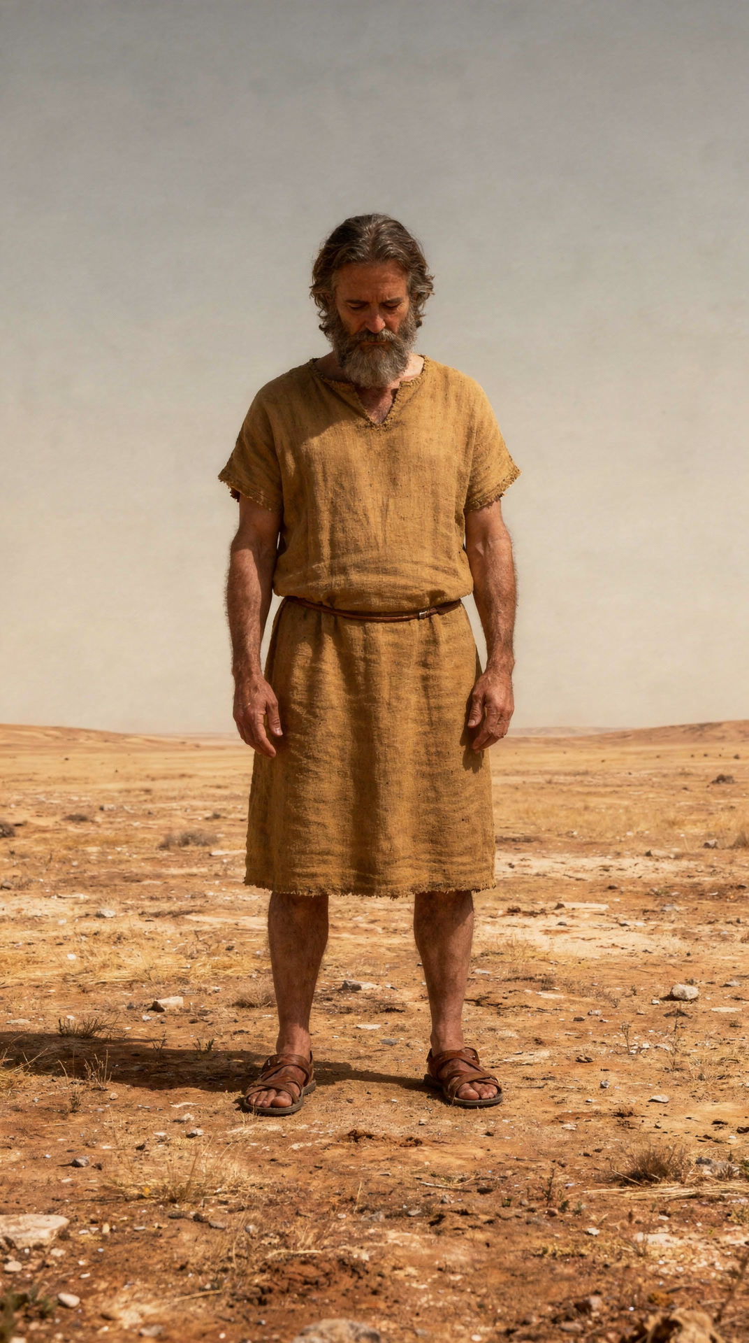 Noah keeps his eyes on his work, not on the empty sky, in the days before the flood