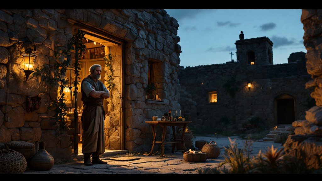 The older brother stands outside the feast, arms folded