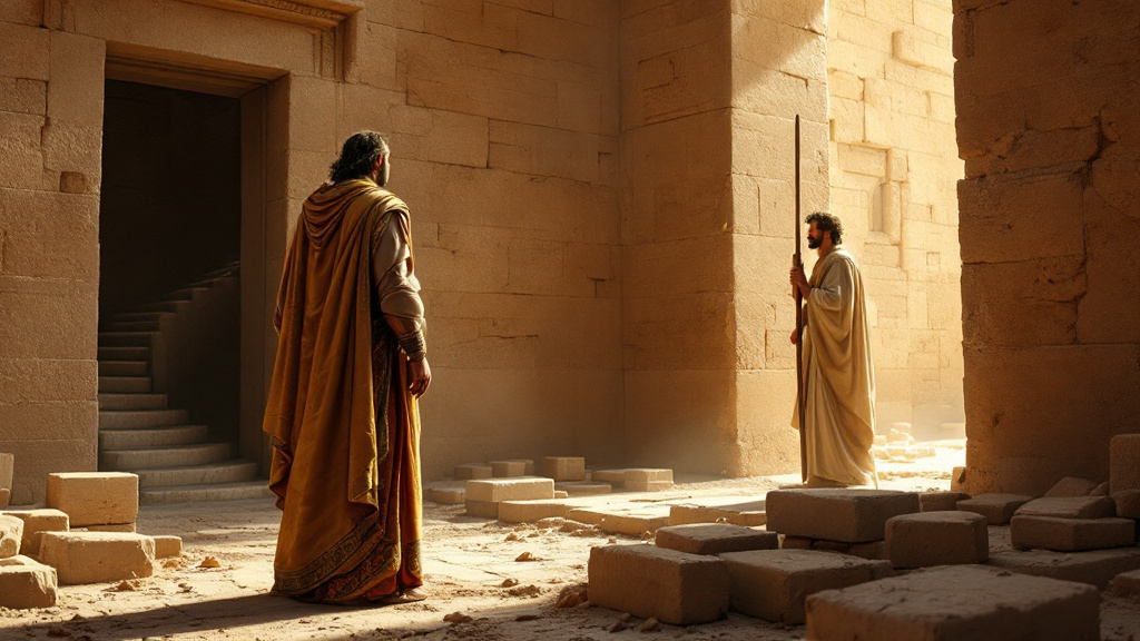 Solomon watches the temple rise in silence, with no hammer or axe heard